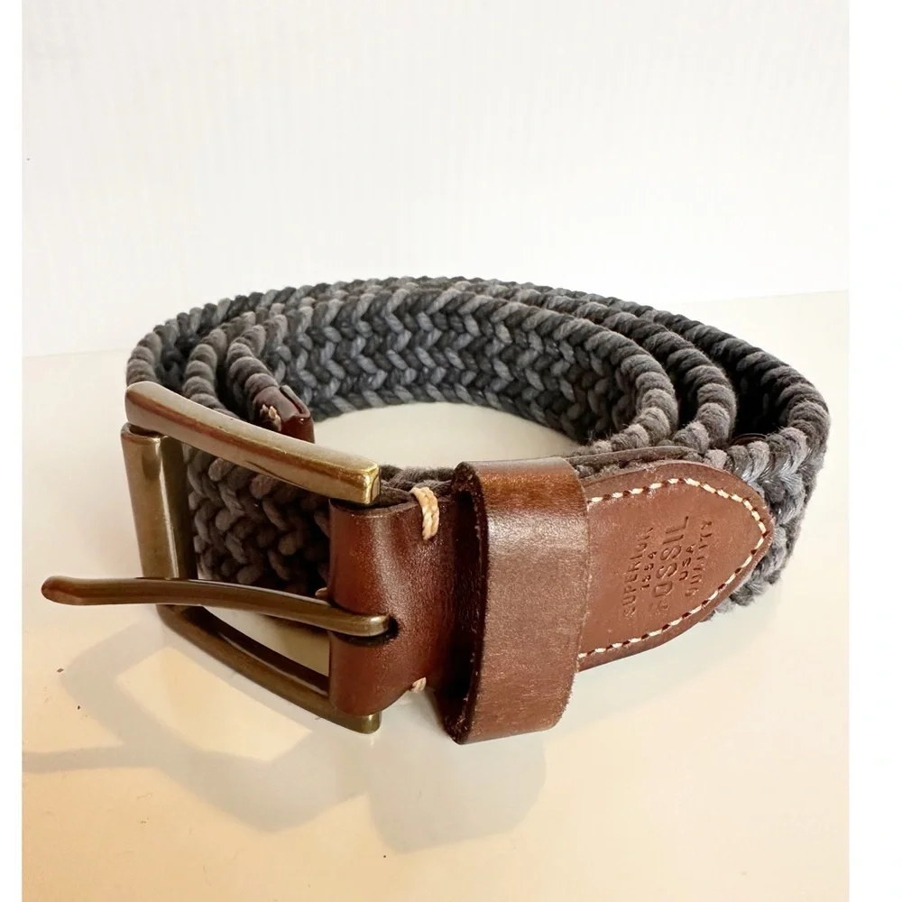 Fossil Mens Braided Belt Blue With Brown Leather Accents Size 85/34 Preppy